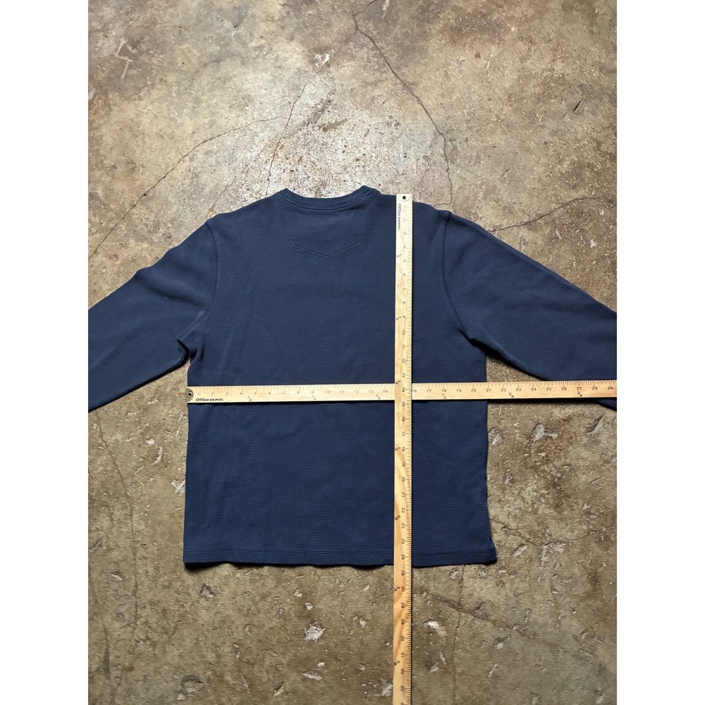 Eddie Bauer Mens Large Navy Blue Waffle Knit Thermal Long Sleeve Crew Neck Shirt - Picture 7 of 7